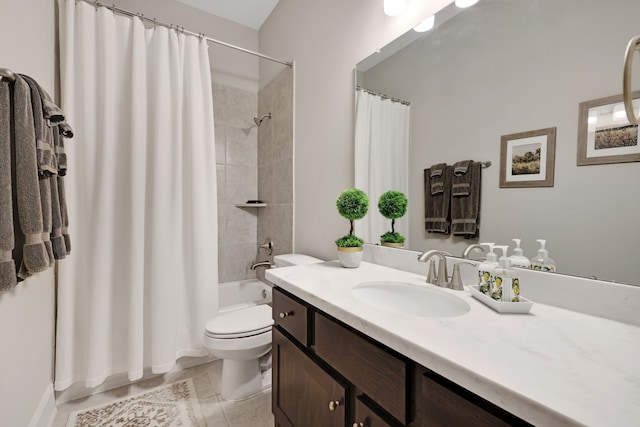 1614 Primrose Ln, Katy, TX 77493 - full bathroom featuring toilet, vanity, shower / bath combo, and tile patterned floors