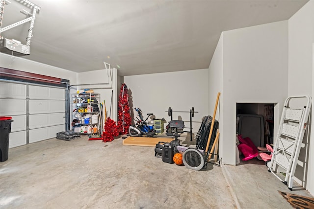 garage with a garage door opener