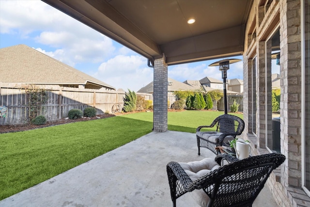 view of patio featuring a fenced backyard