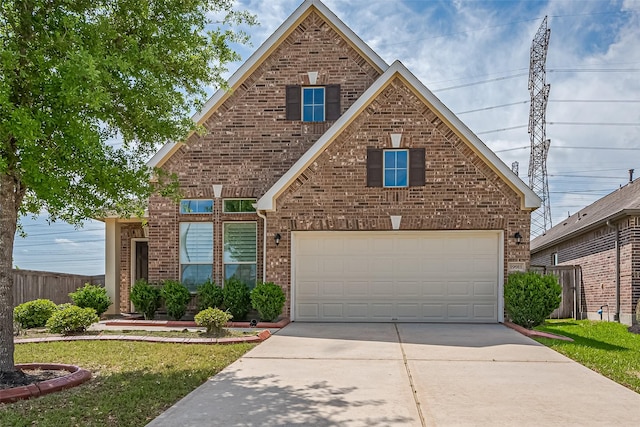 19911 Whistle Creek Ln, Cypress, TX 77433 - traditional home featuring a front lawn, brick siding, driveway, and fence