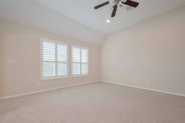 19911 Whistle Creek Ln, Cypress, TX 77433 - unfurnished room featuring lofted ceiling, carpet, recessed lighting, ceiling fan, and baseboards