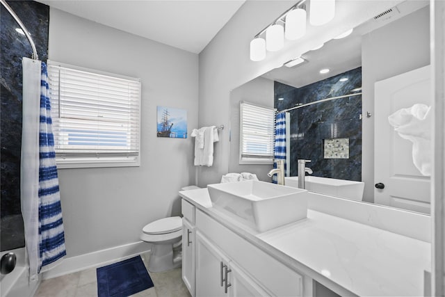 1802 Ursuline St, Galveston, TX 77550 - full bathroom featuring toilet, tile patterned floors, visible vents, baseboards, and vanity