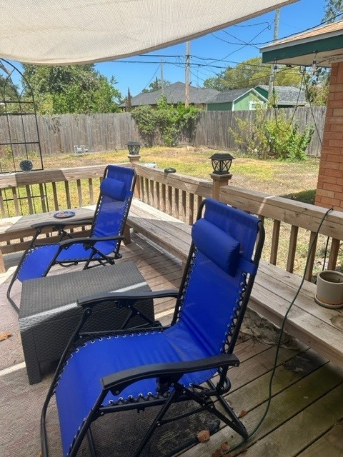 deck featuring a fenced backyard