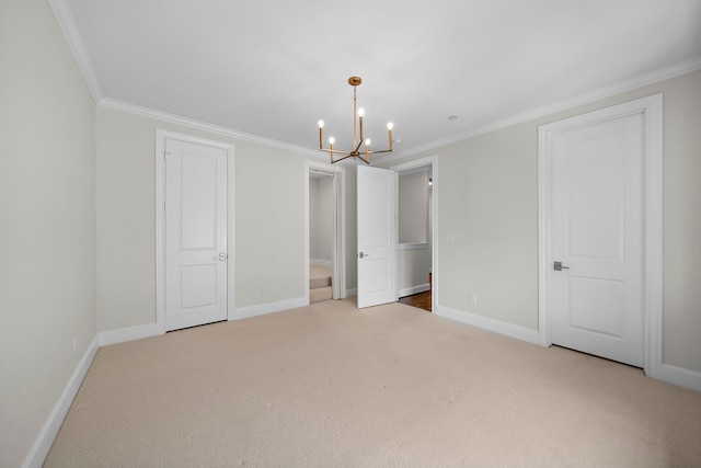 5412 Jackson St, Houston, TX 77004 - unfurnished bedroom with a chandelier, carpet, ornamental molding, and baseboards