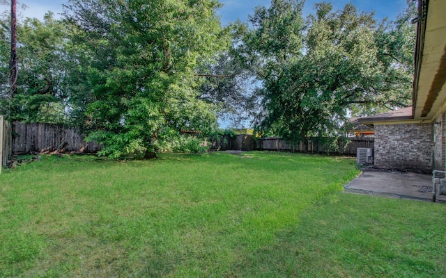 view of yard featuring a fenced backyard and a patio area