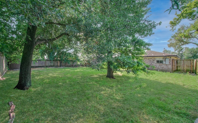 view of yard with a fenced backyard