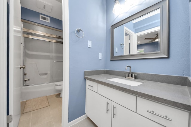 7655 S Braeswood Blvd Unit 10, Houston, TX 77071 - full bathroom with toilet, vanity, tile patterned floors, and enclosed tub / shower combo