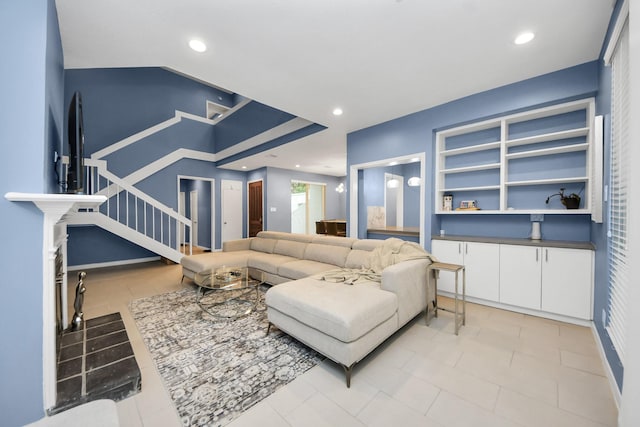 7655 S Braeswood Blvd Unit 10, Houston, TX 77071 - living area with stairway and recessed lighting
