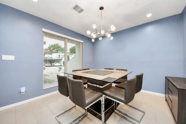 7655 S Braeswood Blvd Unit 10, Houston, TX 77071 - dining space featuring a chandelier, baseboards, and recessed lighting