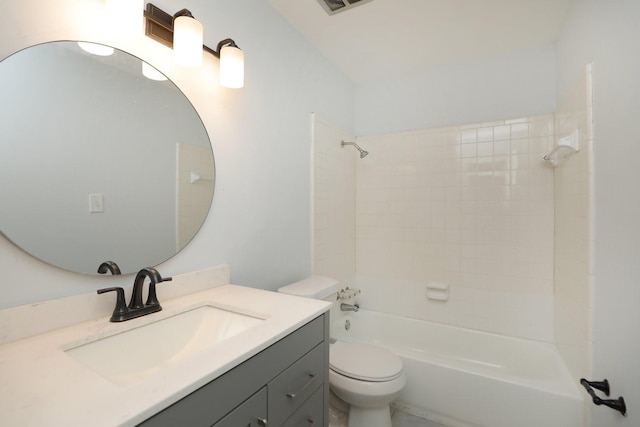 full bathroom with vanity, toilet, and tub / shower combination
