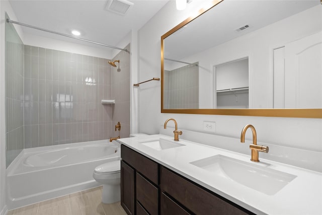 8114 Shelter Bay Ln, Cypress, TX 77433 - bathroom with toilet, shower / bathing tub combination, visible vents, and a sink