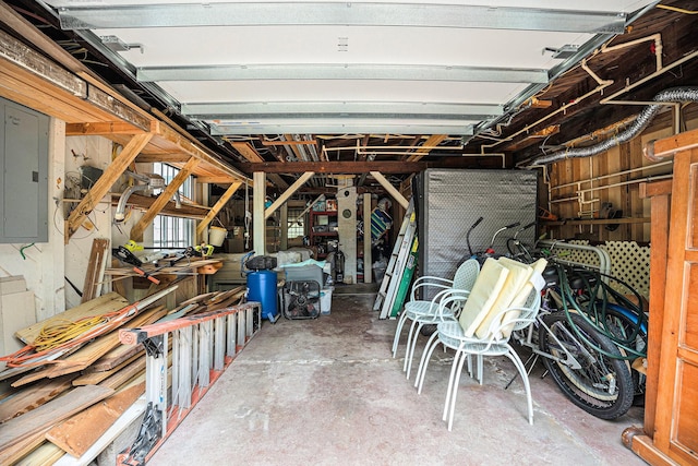 garage with electric panel