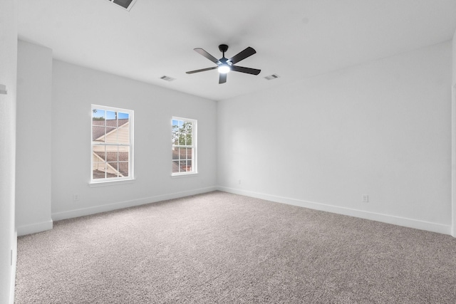 19119 Emory Trl, Spring, TX 77388 - empty room with carpet flooring, visible vents, baseboards, and ceiling fan
