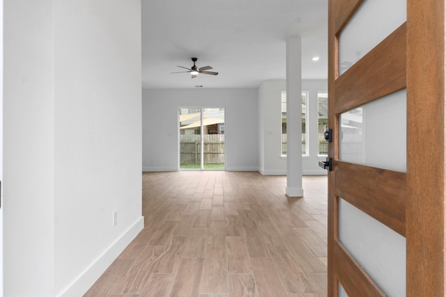 19119 Emory Trl, Spring, TX 77388 - corridor with light wood-type flooring, baseboards, and recessed lighting