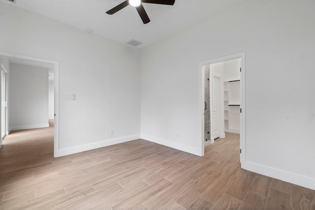 19119 Emory Trl, Spring, TX 77388 - spare room featuring a ceiling fan, baseboards, light wood finished floors, and visible vents