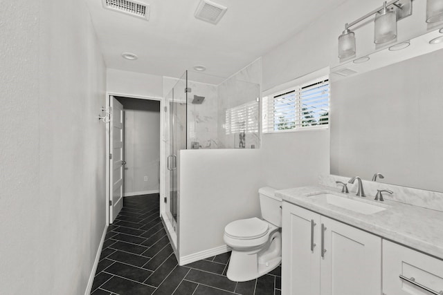 2218 Stonecrest, Houston, TX 77018 - full bath featuring toilet, tile patterned floors, vanity, and a stall shower