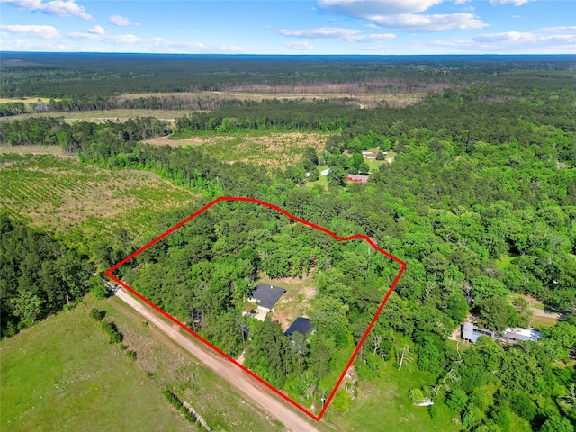 452 N Ghost Branch Rd, Trinity, TX 75862 - birds eye view of property with a forest view