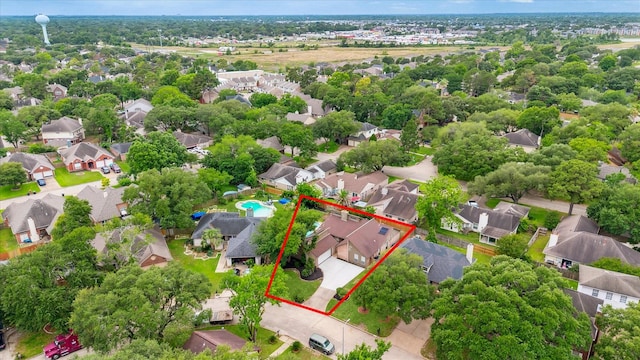aerial view featuring a residential view