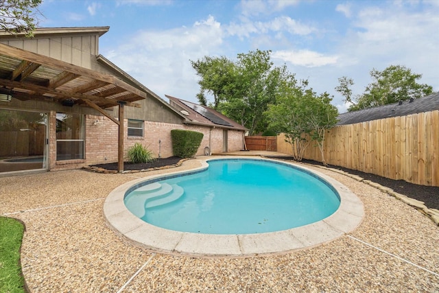 view of pool featuring a fenced backyard and a fenced in pool