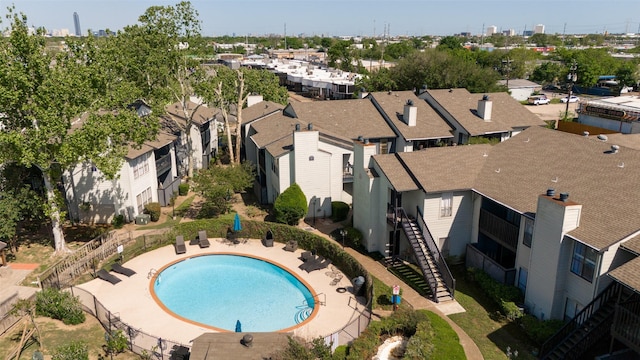 9009 Richmond Ave Unit 613, Houston, TX 77063 - aerial perspective of suburban area featuring a pool area