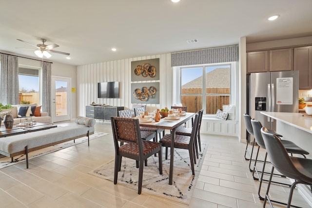6126 Severson Lk, Katy, TX 77493 - dining space with ceiling fan, plenty of natural light, visible vents, and recessed lighting
