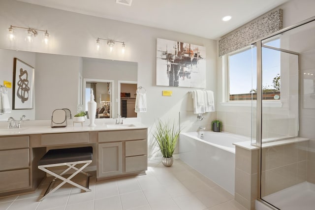 6126 Severson Lk, Katy, TX 77493 - full bath featuring double vanity, a stall shower, a garden tub, and a sink