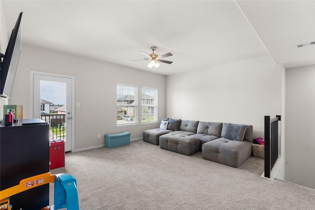 1226 Tilia Creek Ln, Montgomery, TX 77316 - carpeted living area featuring ceiling fan and baseboards