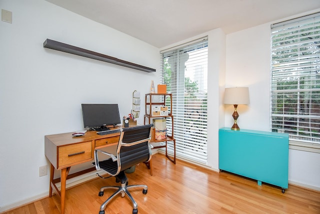 home office featuring wood finished floors