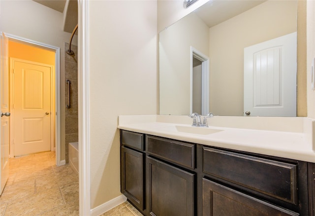 22526 Forbes Field Trl, Spring, TX 77389 - bathroom featuring baseboards, vanity, and shower / tub combination