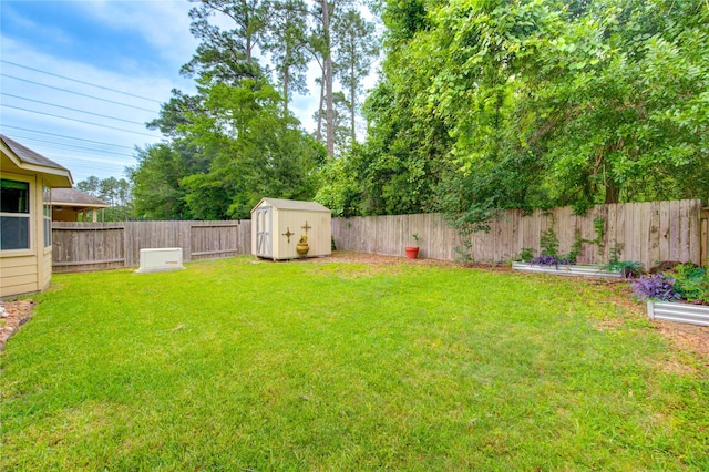 22526 Forbes Field Trl, Spring, TX 77389 - view of yard with an outbuilding, a shed, and a fenced backyard