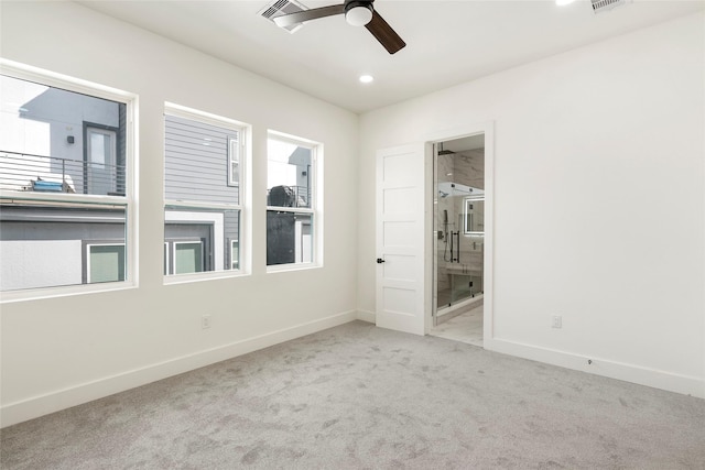 407 Grove St Unit B, Houston, TX 77020 - empty room with a ceiling fan, carpet floors, and recessed lighting