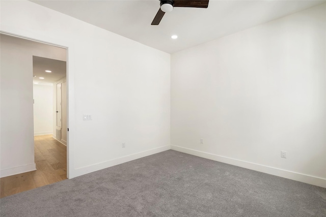 407 Grove St Unit B, Houston, TX 77020 - unfurnished room featuring ceiling fan, recessed lighting, and carpet