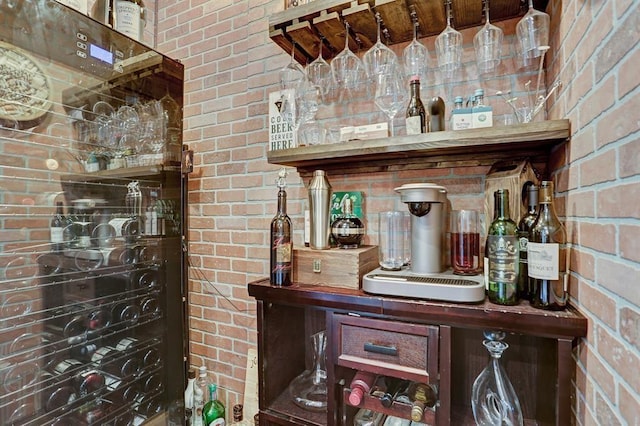 bar area with brick wall