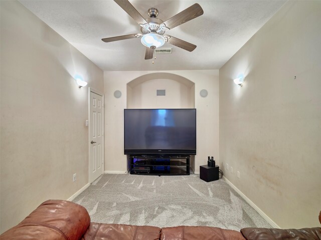 23623 Breckenridge Forest Dr, Spring, TX 77373 - carpeted living room with a ceiling fan, baseboards, and visible vents