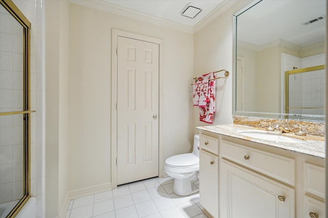 8722 Stable Crest Blvd, Houston, TX 77024 - full bath featuring toilet, vanity, ornamental molding, and tile patterned floors