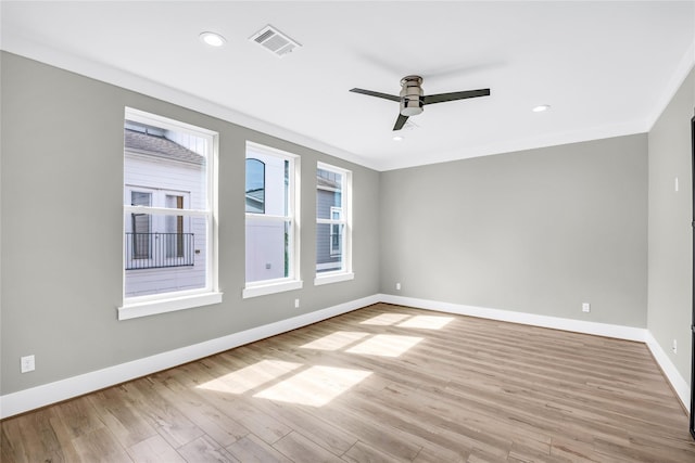 604 W 28th St Unit A, Houston, TX 77008 - unfurnished room with wood finished floors, visible vents, recessed lighting, a ceiling fan, and baseboards