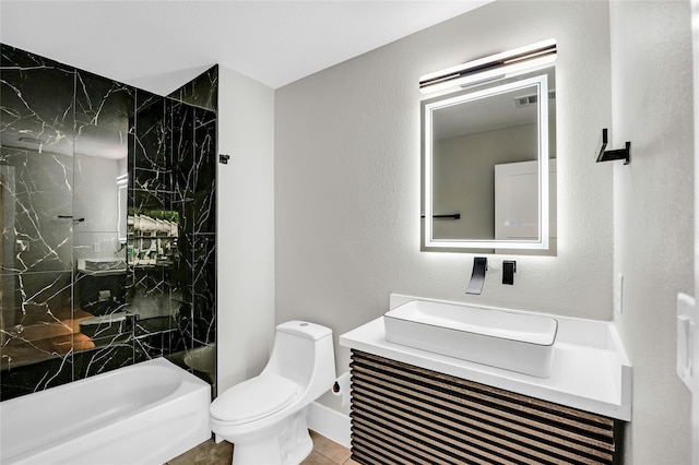 604 W 28th St Unit A, Houston, TX 77008 - full bath featuring toilet, tile patterned floors, a shower, visible vents, and vanity