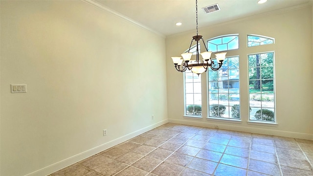 108 W Pines Dr, Montgomery, TX 77356 - unfurnished dining area with healthy amount of natural light, baseboards, ornamental molding, recessed lighting, and a chandelier