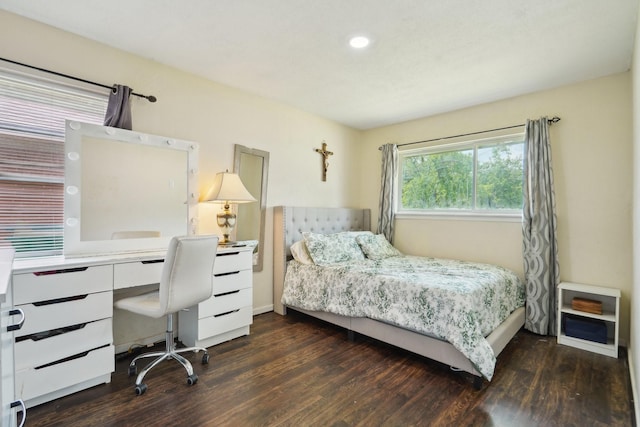 bedroom featuring recessed lighting and wood finished floors