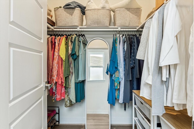 spacious closet with wood finished floors