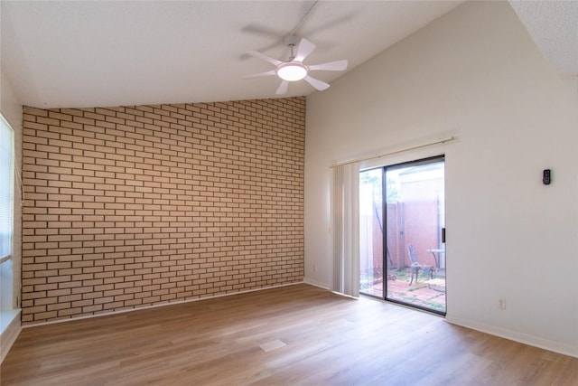 2429 Briarwest Blvd, Houston, TX 77077 - empty room with lofted ceiling, ceiling fan, light wood-type flooring, and baseboards