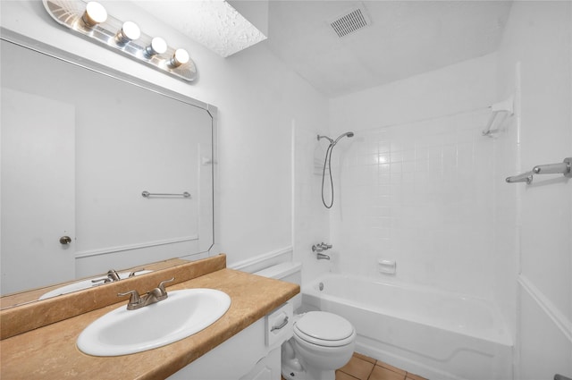 2422 Deasa Dr, Spring, TX 77373 - full bath with toilet, washtub / shower combination, visible vents, tile patterned flooring, and vanity