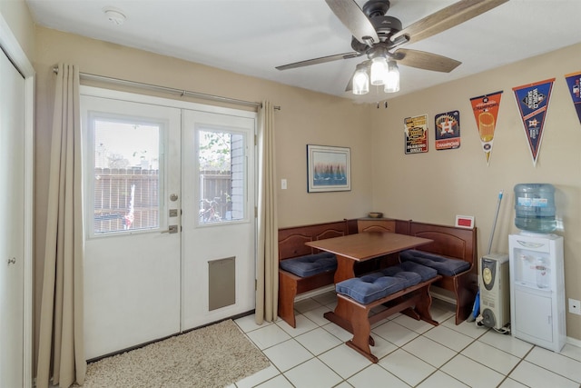 1900 Dartmouth St Unit C2, College Station, TX 77840 - dining area with a ceiling fan and light tile patterned floors