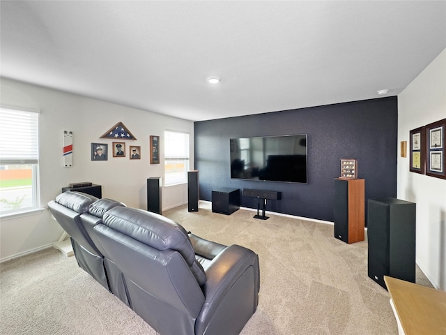 living room featuring baseboards and carpet flooring