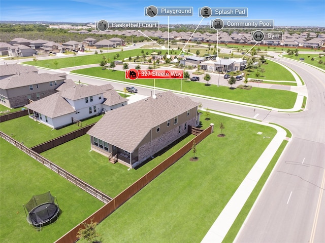 drone / aerial view with a residential view