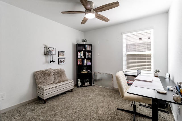 13938 Red River Dr, Baytown, TX 77523 - carpeted office space with baseboards and ceiling fan