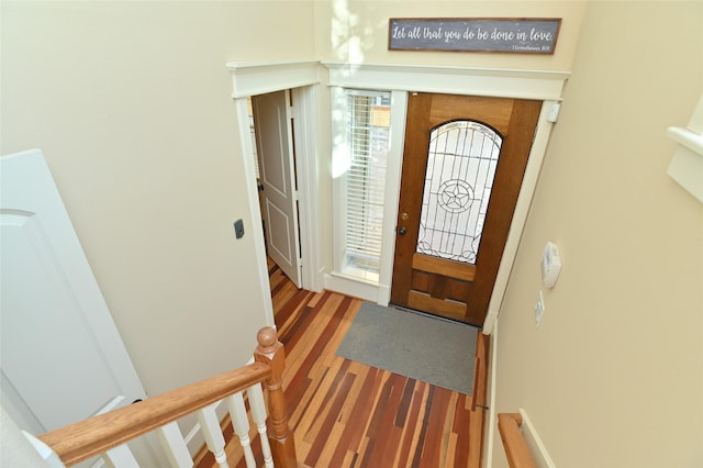 entrance foyer featuring wood finished floors