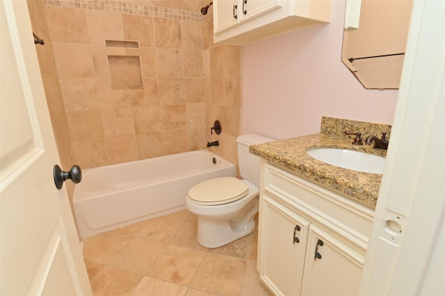 full bath with toilet, vanity, and shower / bathtub combination
