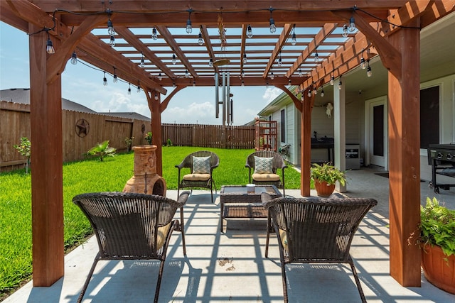 9705 Wall St, Texas City, TX 77591 - view of patio / terrace with a pergola and a fenced backyard