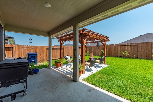9705 Wall St, Texas City, TX 77591 - view of patio with a pergola and a fenced backyard